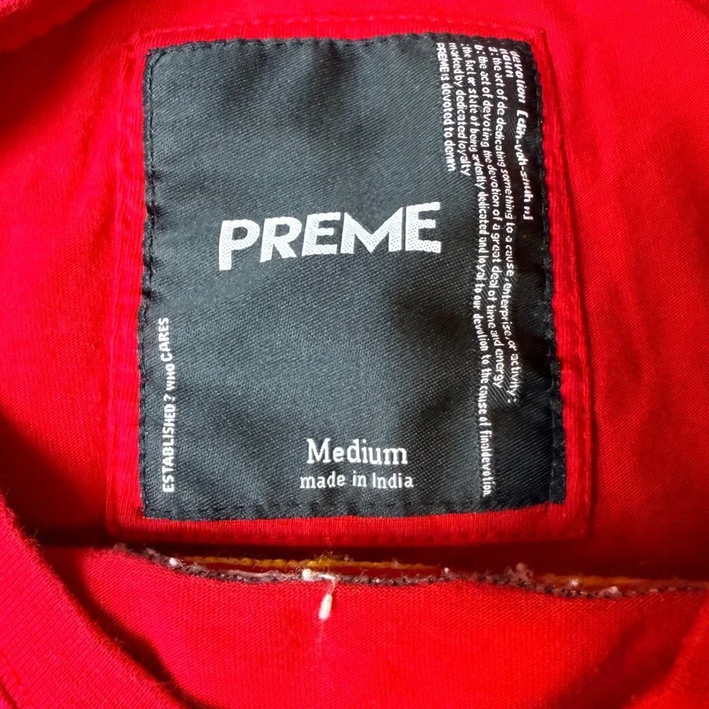 Preme Mens Red Voodoo Doll Chenille Patch Graphic T-Shirt Size Medium Streetwear